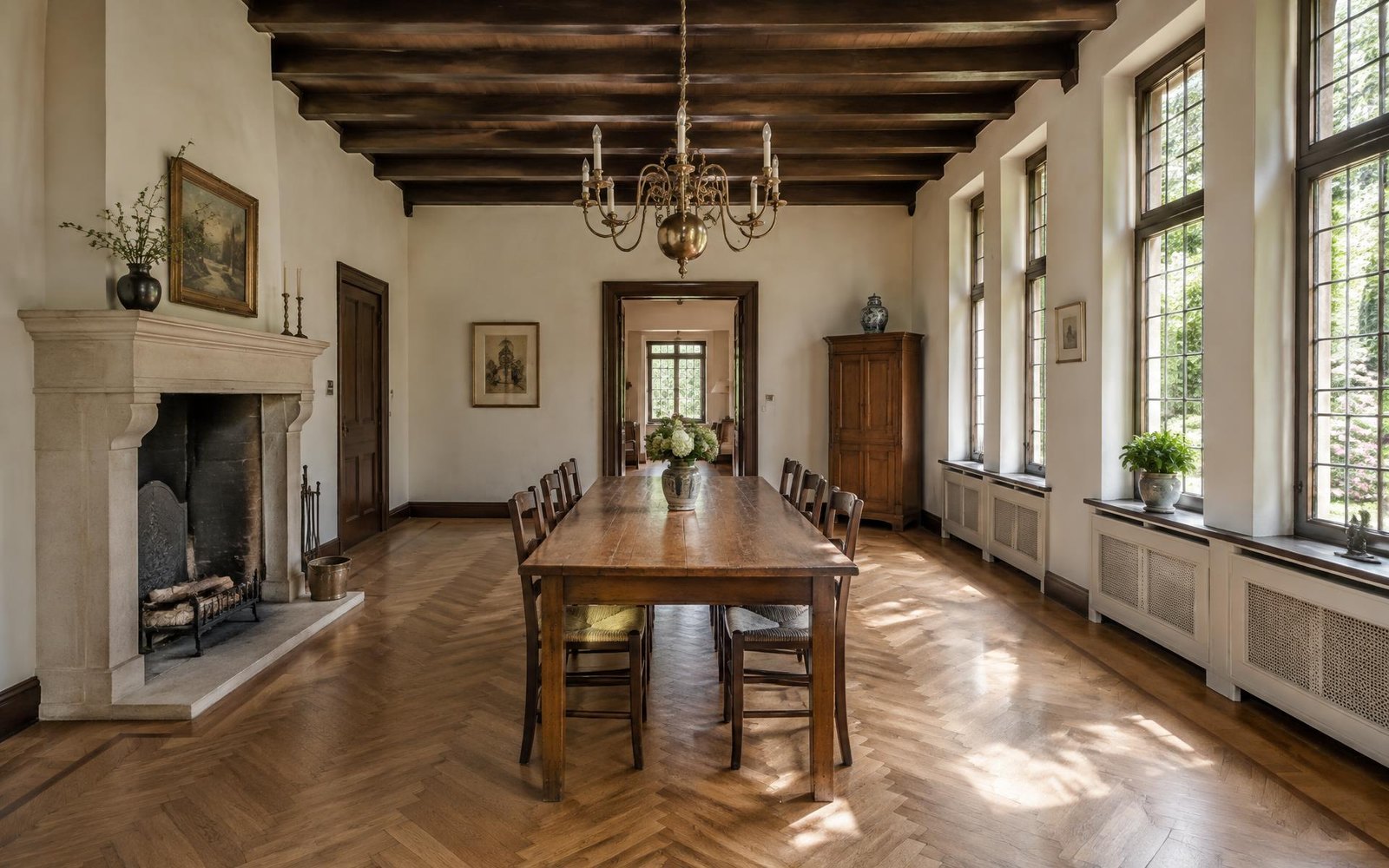 AI-generated illustrative dining room, not an original property photograph
